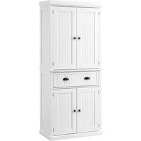 HOMCOM Traditional Kitchen Cupboard Freestanding Storage Cabinet with Drawer, Doors and Adjustable Shelves, White
