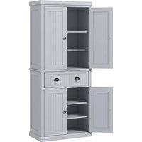 HOMCOM Multi-Storage Mid-Century Kitchen Cabinet - Grey