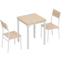HOMCOM Three-Piece Minimal and Compact Dining Set, Oak Wood Effect