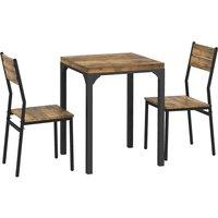 HOMCOM Three-Piece Minimal and Compact Dining Set, Rustic Brown
