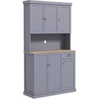 HOMCOM 180cm Freestanding Kitchen Cabinet, Modern Storage Cupboard with Open Countertop, Drawer and 6 Doors, Grey