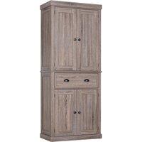 HOMCOM Traditional Colonial Freestanding Kitchen Cupboard Storage Cabinet - 76L x 40.5W x 184H (cm) Dark Wood Grain Aosom UK