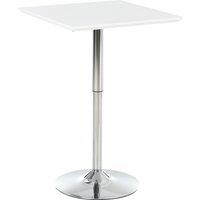 HOMCOM Square Height Adjustable Bar Table Counter Pub Desk with Metal Base for Home Bar, Dining Room, Kitchen, White Aosom UK