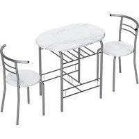 HOMCOM Three-Piece Compact Dining Set - White Marble Effect