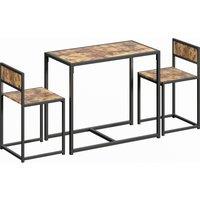 HOMCOM 3 Piece Table Stool Set - Rustic Brown