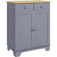 HOMCOM Side Storage Multi-use Sideboard Table Kitchen Floor Cabinet with Solid Wood Top, Adjustable Shelf, Drawer, Grey