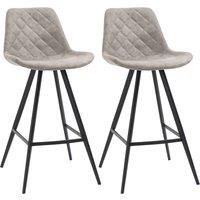 HOMCOM Set of 2 Bar Chairs, Vintage Microfiber Cloth Tub Stools, Padded Comfortable Seat with Steel 