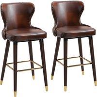 HOMCOM Bar Stools Set of 2, PU Leather Vintage Counter-Height Bar Chair, Luxury European Style Kitch