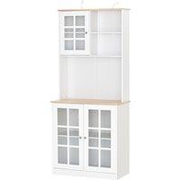 HOMCOM Kitchen Cupboard Sideboard Storage Cabinet Unit w/ Counter Top Grid Glass Doors Shelves 80L x
