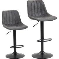 HOMCOM Set of 2 Leathaire Tub Bar Stools - Charcoal Grey