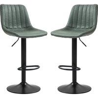 HOMCOM Adjustable Bar Stools Set of 2 Counter Height Barstools Dining Chairs 360 Swivel with Footrest for Home Pub, Green