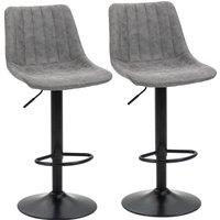 HOMCOM Adjustable Bar Stools Set of 2 Counter Height Barstools Dining Chairs 360 Swivel with Footres