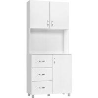 HOMCOM Free standing Kitchen Cabinet Cupboard with 2 cabinet, 3 drawers and 1 Open Space, Adjustable