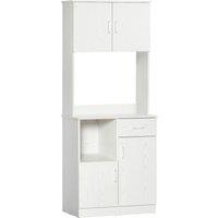 HOMCOM Modern Freestanding Kitchen Cupboard Storage Cabinet Organiser with Microwave Counter, 2 Cabinets, & Adjustable Shelves, White Aosom UK