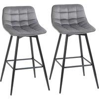 HOMCOM Set of 2 Bar stools With Backs Velvet-Touch Dining Chairs Kitchen Counter Chairs Fabric Uphol