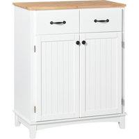 HOMCOM Modern Organising Kitchen Cupboard, Wooden Storage Cabinet, Tableware Organizer w/ 2 Drawers for Living & Dining Pantry Room, White Aosom UK