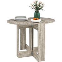 HOMCOM Space-saving Drop Leaf Table, Folding Dining Table for Small Space, Kitchen, Dining Room, Grey Aosom UK