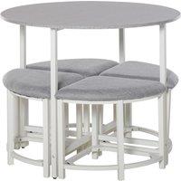 HOMCOM Modern Round Dining Table Set with 4 Upholstered Stools for Dining Room, Kitchen, Dinette Aosom UK