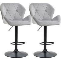 HOMCOM Set Of 2 Bar stools With Backs , Velvet-Touch Barstools w/ Metal Frame Footrest Triangle Inde