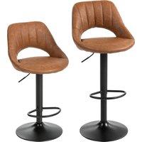HOMCOM Bar Stools Set of 2, PU Leather Swivel Barstools with Backrest and Footrest for Kitchen, Counter, Breakfast Bar, Brown