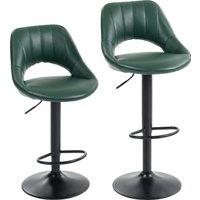 HOMCOM Set of Two Faux Leather Bar Stools - Dark Green
