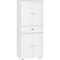 HOMCOM Kitchen Larder w/ Drawer and 3 Adjustable Shelves, Pantry Cabinet for Dining Room, Living Room, Kitchen Storage Cabinets, White Aosom UK