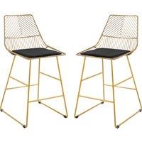 HOMCOM Set of 2 Bar stools Modern Counter Height Wire Metal Bar chairs for Kitchen, Bar Counter, Gol