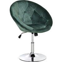 HOMCOM Modern Dining Height Bar Stool Velvet-Touch Tufted Fabric Adjustable Height Armless Tub Chair with Swivel Seat, Green Aosom UK