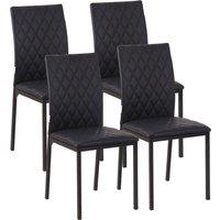 HOMCOM Modern Dining Chairs with Metal Legs, Set of 4 Leather Dining Chairs, Upholstered Faux Leather Accent Chairs for Kitchen, Black Aosom UK