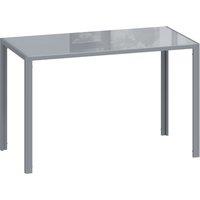 HOMCOM 120cm Dining Table, Rectangle 4 Seater Kitchen Table with Tempered Glass Top and Metal Legs, Grey