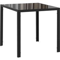 HOMCOM Modern Square Dining Table for 2-4 People, with Glass Top & Metal Legs, Black
