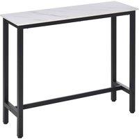 HOMCOM Breakfast Bar Table, Marble Grain Dining Table, Coffee Table with Adjustable Footpads, 120x40x100cm, White & Black Aosom UK