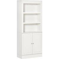 HOMCOM Kitchen Storage Cabinets with 6-tier Shelving, Kitchen Cupboard, Kitchen Larder with 3 Open Compartments and Double-door, White Aosom UK