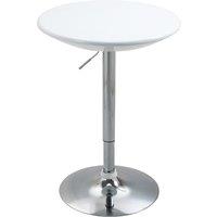 HOMCOM Modern Round Bar Table Adjustable Height Home Pub Bistro Desk Swivel Painted Top with Silver Steel Leg and Base, White Aosom UK