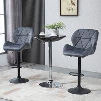 HOMCOM Set of 2 Adjustable Bar stools With Backs , Armless Upholstered Swivel Counter Chairs, Barsto