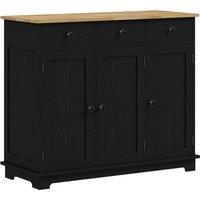 HOMCOM Sideboard with Rubberwood Top and Adjustable Shelves for Dining Room, Kitchen - Black Wood-Effect