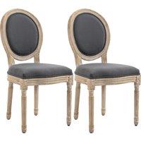 HOMCOM Dining Chairs Set of 2, French-Style Kitchen Chairs, Armless Accent Chairs with Backrest and Linen-Touch Upholstery, Grey Aosom UK