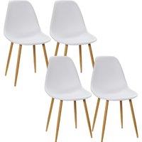 HOMCOM Set of 4 Modern Dining Room Chairs, Kitchen Chairs with Backrest, Steel Legs and Anti-slip Feet for Dining Room, Living Room, White Aosom UK