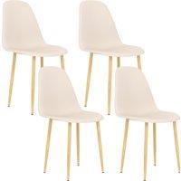 HOMCOM Modern Dining Chairs Set of 4, Kitchen Chairs with Backrest and Steel Legs for Dining Room, Living Room, Khaki