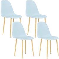 HOMCOM Modern Dining Chairs Set of 4, Kitchen Chairs with Backrest and Steel Legs for Dining Room, Living Room, Light Blue