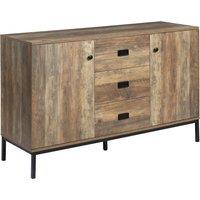 HOMCOM Industrial Sideboard, Storage Cabinet, Accent Cupboard with Drawers, Adjustable Shelves for Kitchen, Dining Room, Living Room, Distressed Brown