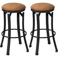 HOMCOM Set of 2 Bar Chairs, Microfiber Cloth, Breakfast Stools with Footrest, Vintage, Powder-coated