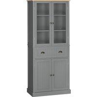 HOMCOM 180cm Tall Kitchen Pantry Cupboard, Freestanding Storage Cabinet with 5 Tier, Adjustable Shelves, Drawer, Grey