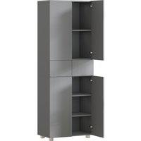 HOMCOM Storage Cabinet, Kitchen Cupboard with 3 Adjustable Shelves, 60L x 35W x 170H cm, High Gloss Grey