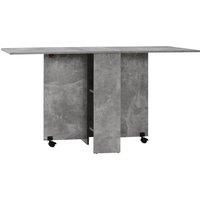 HOMCOM Folding Kitchen Table, Drop Leaf Dining Table for Small Spaces w/ 2-tier Shelves, Kitchen Table w/ Rolling Casters, Cement Grey Aosom UK