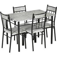 HOMCOM 5 Pieces Dining Room Sets, Modern Dining Table and Chairs Set 4 w/ Marble Effect Tabletop, Padded Kitchen Chairs, Light Grey Aosom UK