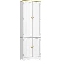 HOMCOM Freestanding 4-Door Kitchen Cupboard, Storage Cabinet Organizer with 4 Shelves,White