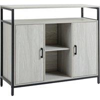 HOMCOM Kitchen Storage Cabinets, Contemporary Style, Steel-Framed, Living room sideboard with Adjustable Shelves & 2 Doors, Light Grey Aosom UK