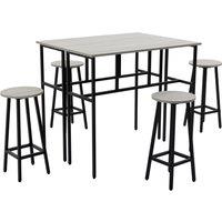 HOMCOM 6-Piece Bar Table Set, 2 Breakfast Tables with 4 Stools, Counter Height Dining Tables & C
