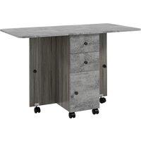 HOMCOM Foldable Dining Table, Drop Leaf Table with Drawers and Storage Cabinet